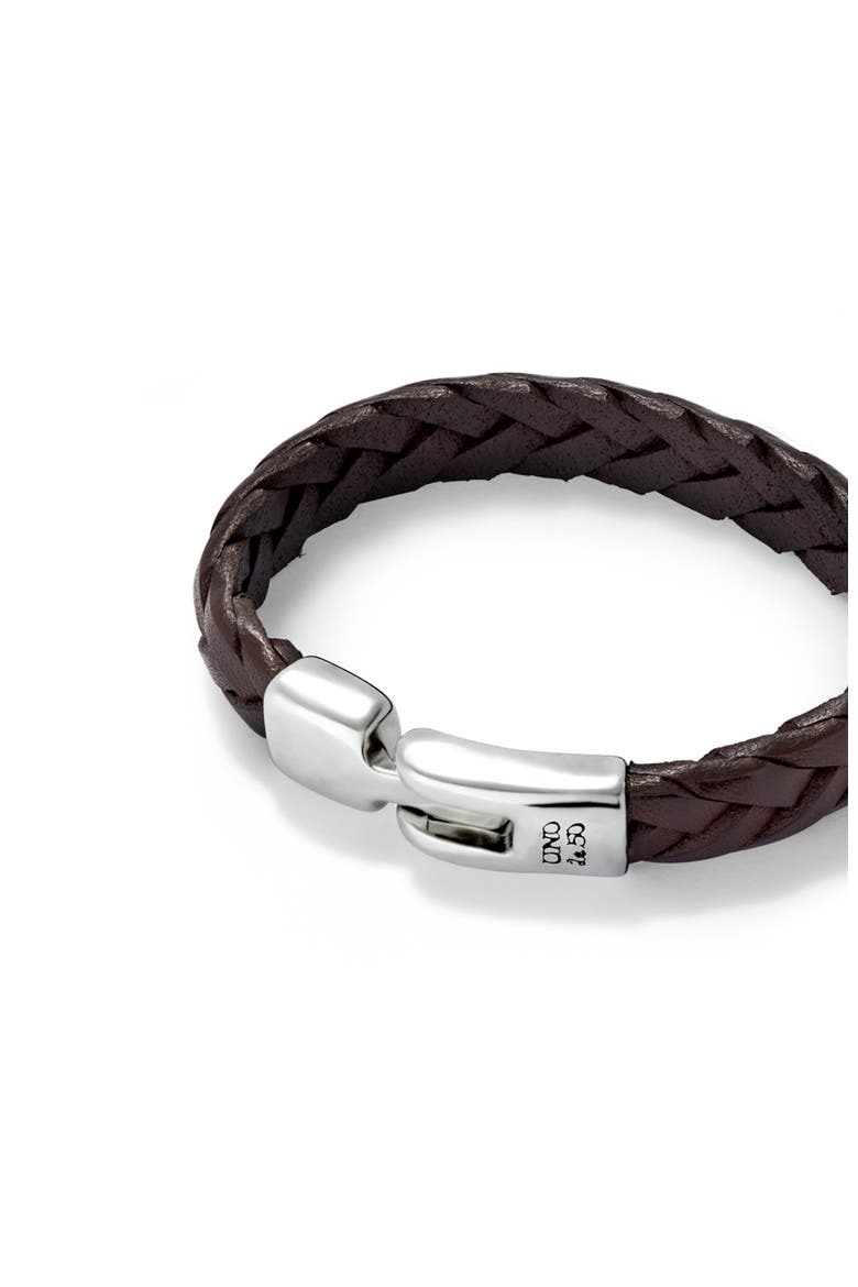 Braided Leather Clasp Bracelet, Alternate, color, Brown