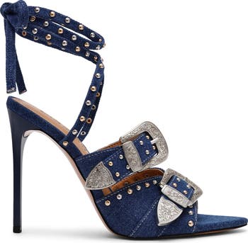 Saddle Embellished Ankle Strap Sandal