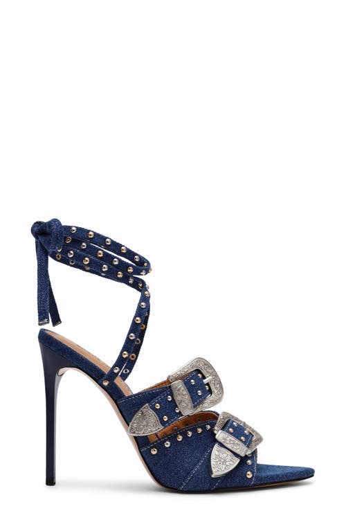 Steve Madden Saddle Embellished Ankle Strap Sandal In Blue