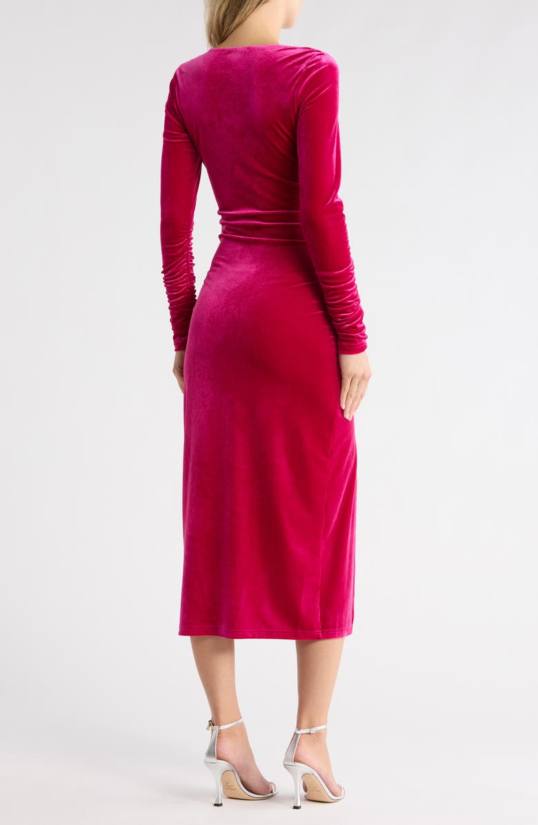 Sam Edelman Velvet Long Sleeve Bodycon Midi Dress, Alternate, color, Dark Pink