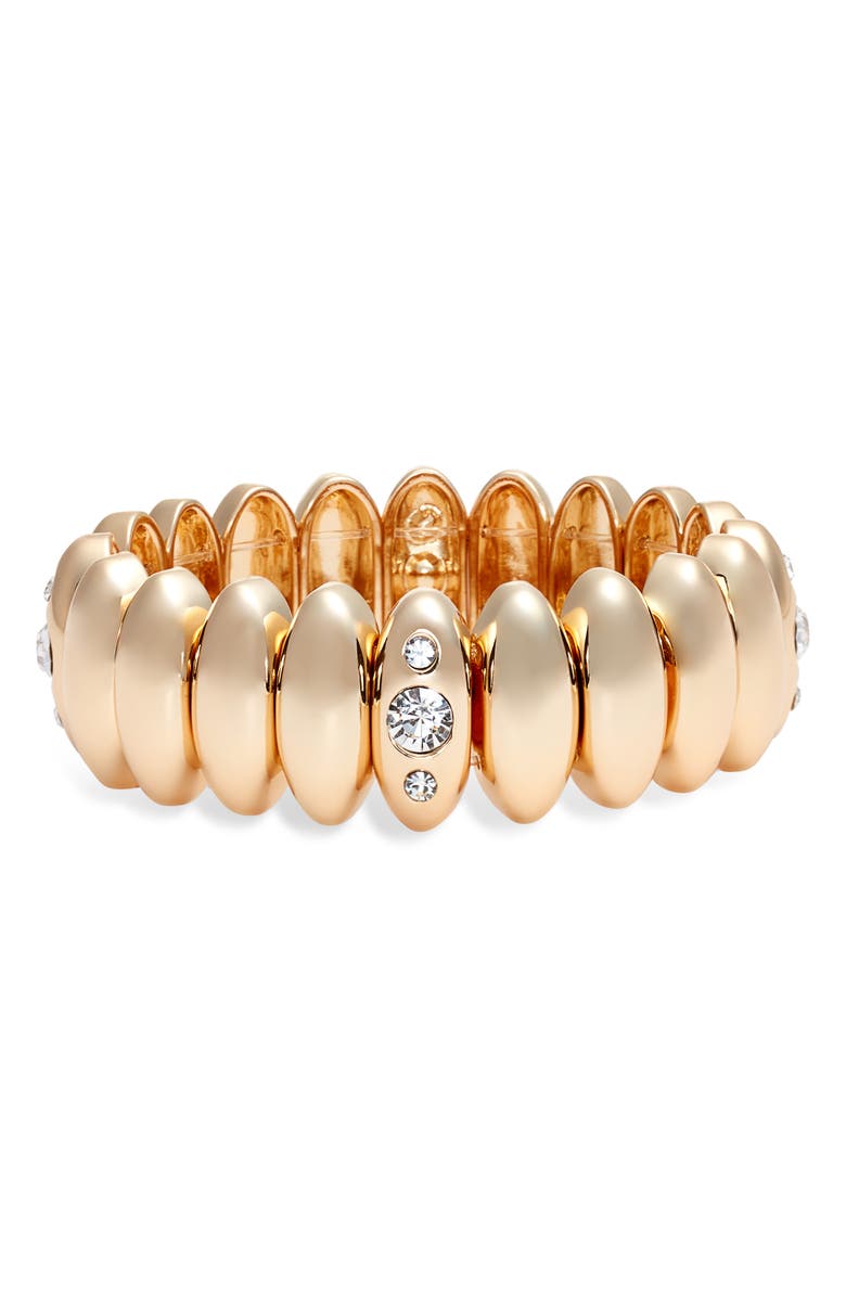 Open Edit Cubic Zirconia Stretch Bracelet, Main, color, Clear- Gold