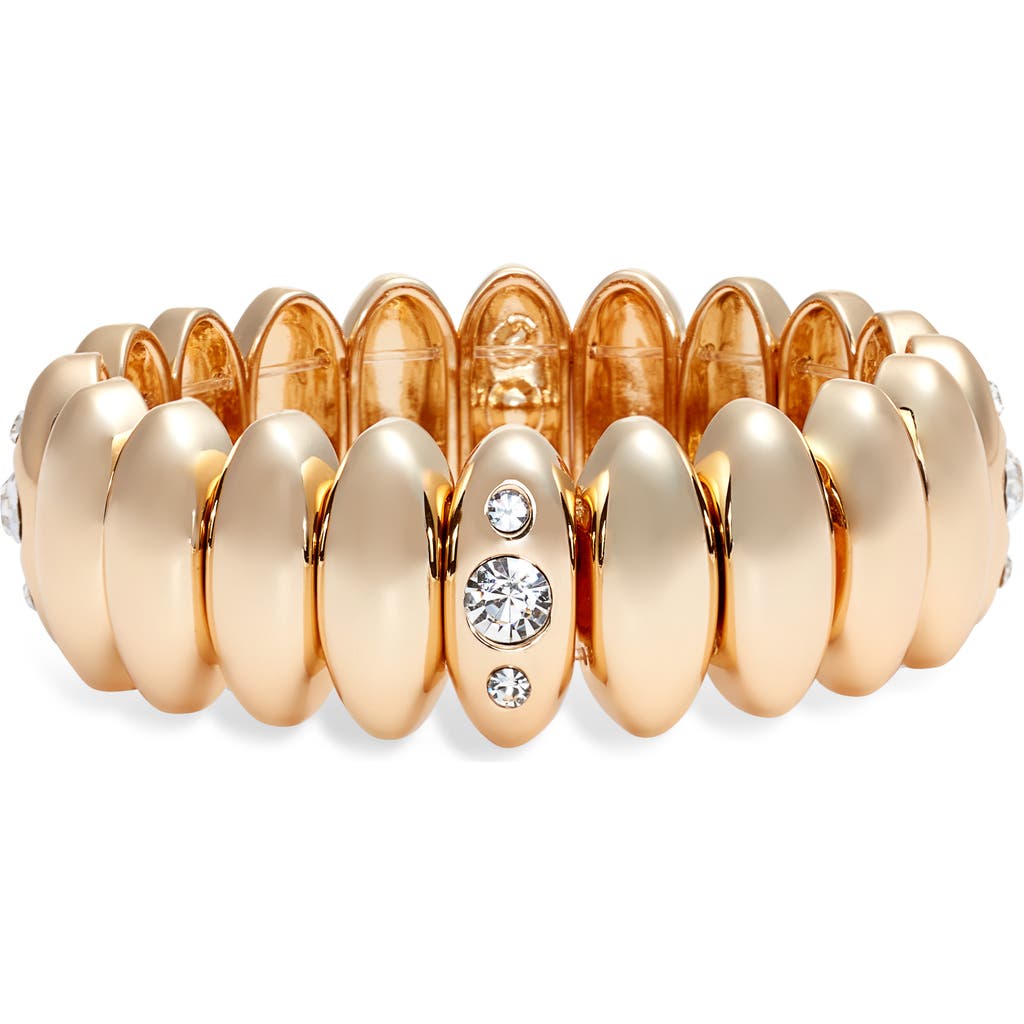 Open Edit Cubic Zirconia Stretch Bracelet in Clear- Gold at Nordstrom Rack