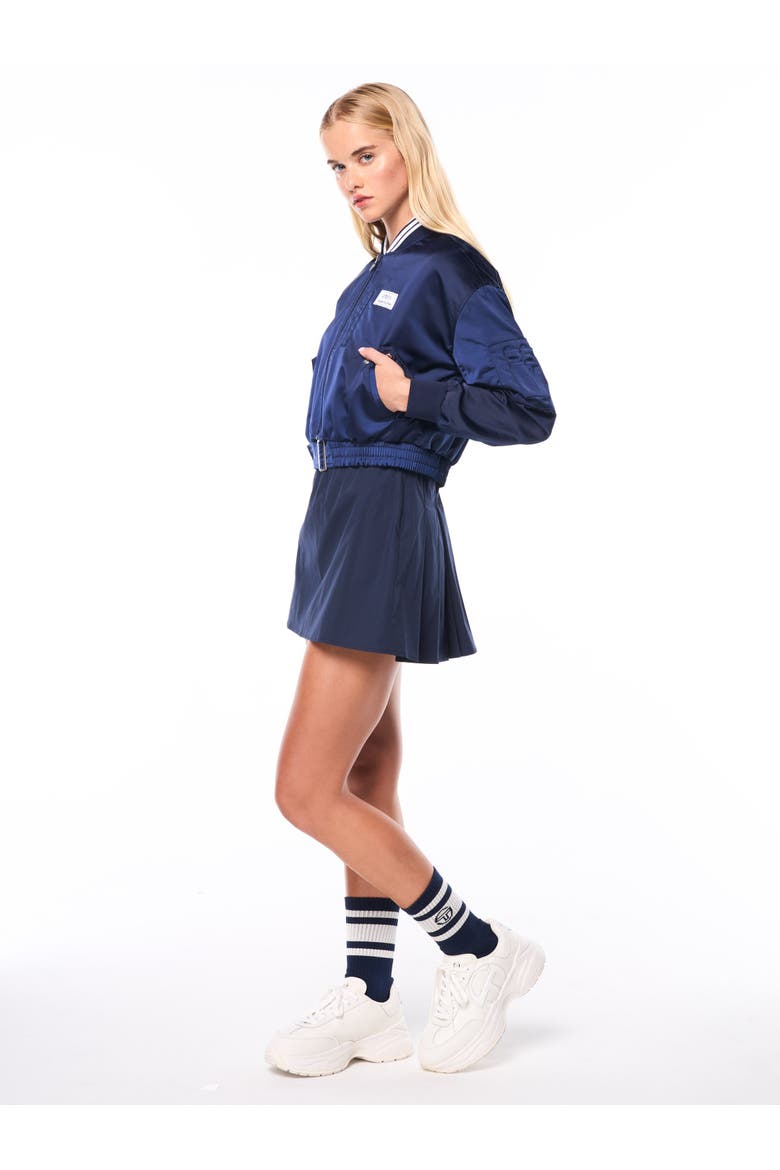 Women's Piano Bomber Jacket, Alternate, color, MARITIME BLUE