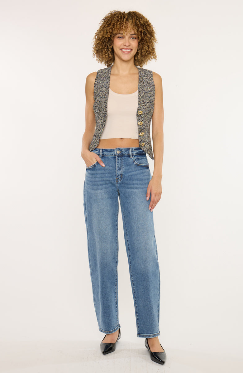 KanCan Grace Essentials High Rise Slim Barrel Jeans, Alternate, color, Medium Wash