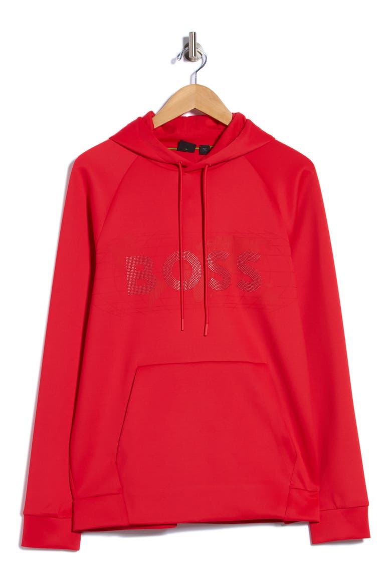 Soody Logo Knit Hoodie, Main, color, BRIGHT RED