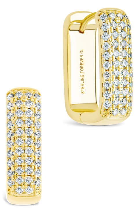 Dalia Pavé Cubic Zirconia Rectangular Hoop Earrings