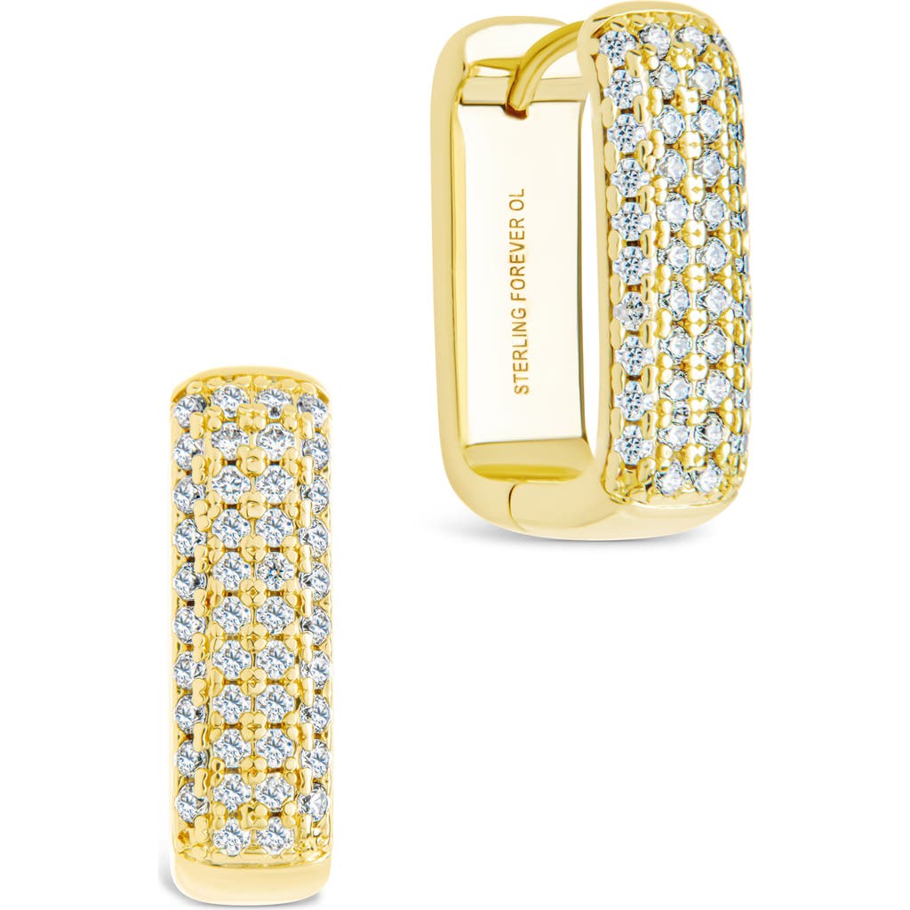 Sterling Forever Dalia Pavé Cubic Zirconia Rectangular Hoop Earrings