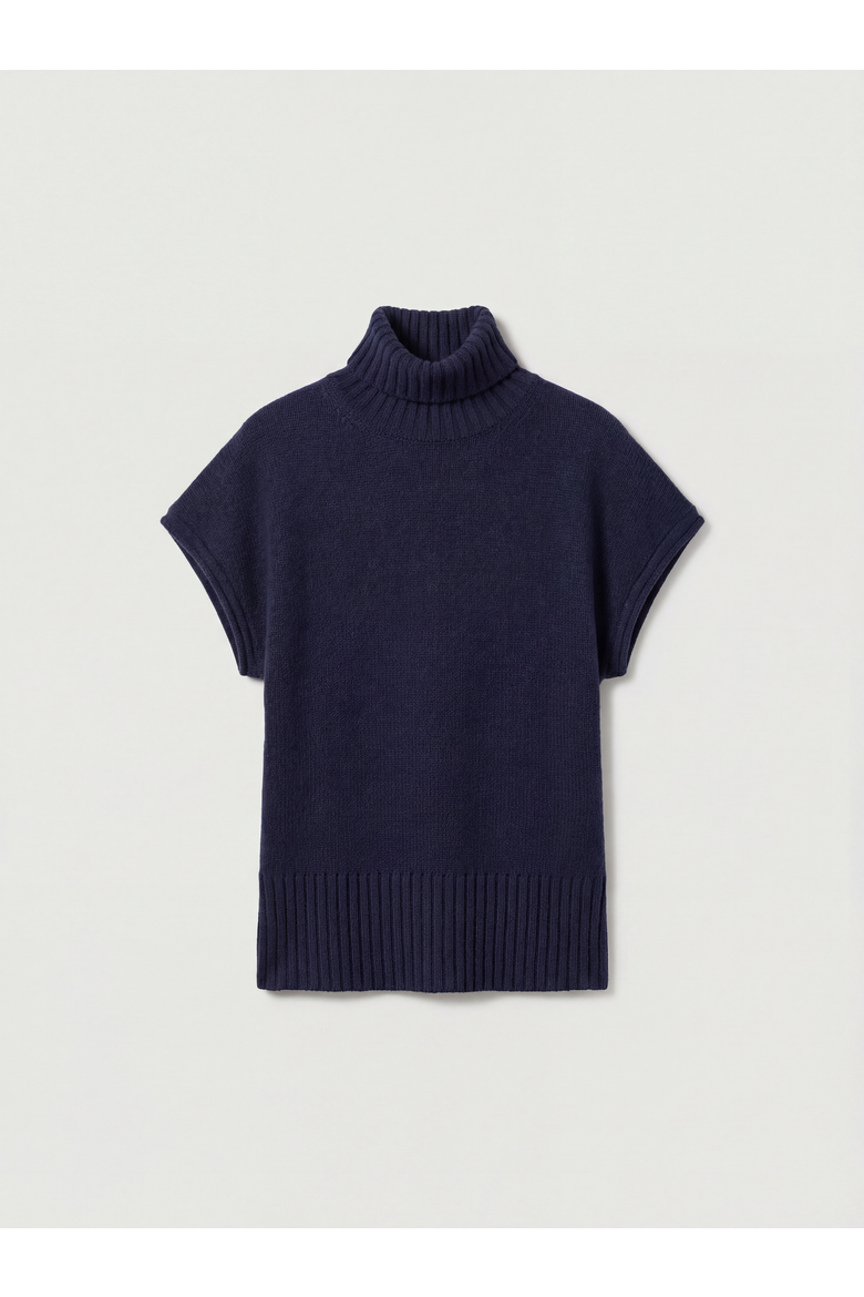 High Neck Knitted Tunic Top, Alternate, color, Navy