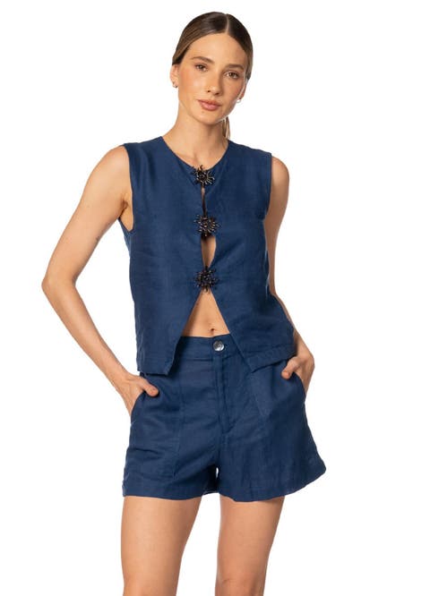 Sacred Sun Dafne Metallic Sun Vest In Linen