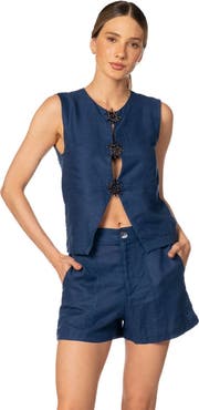KIBYS Sacred Sun Dafne Metallic Sun Vest In Linen