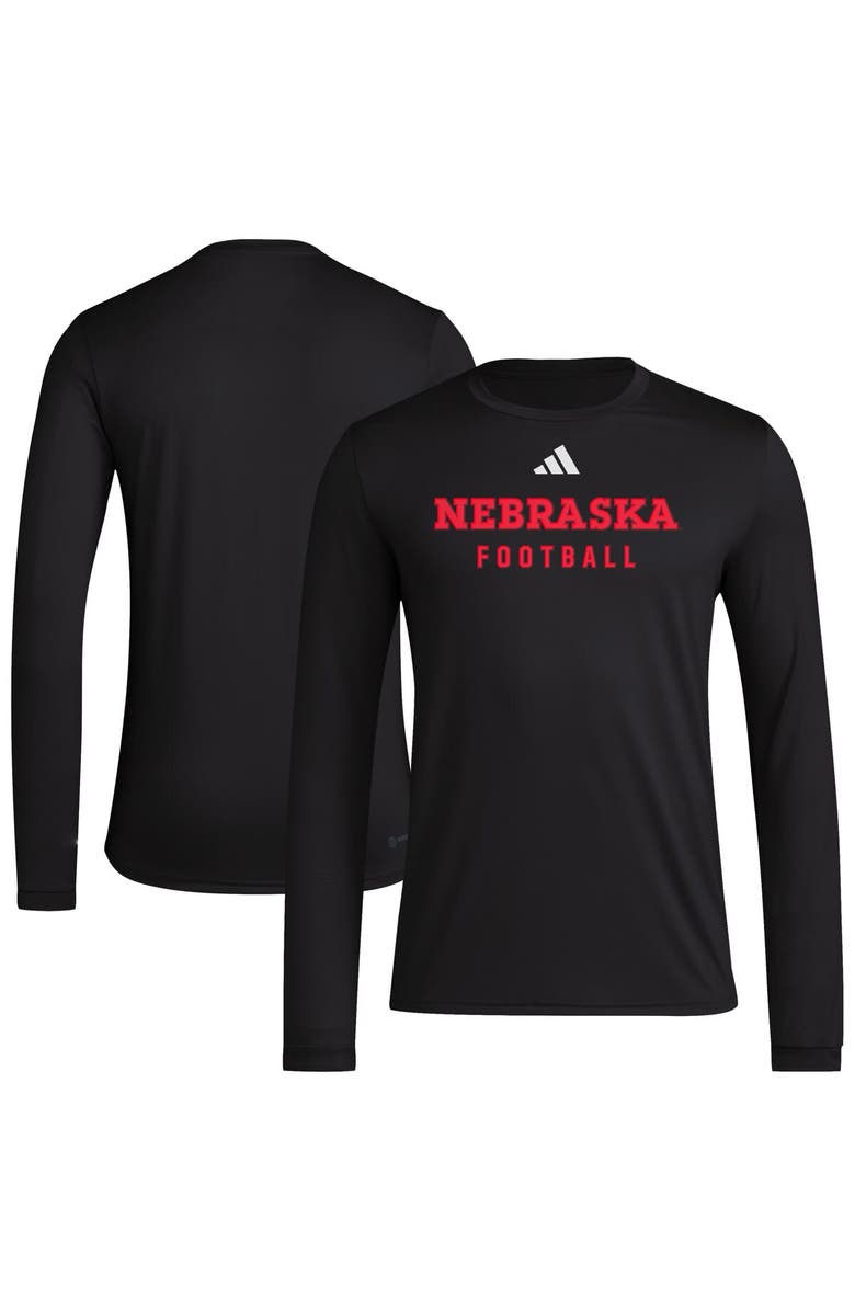 adidas Men's adidas  Black Nebraska Huskers Locker Practice Football Pre-Game Long Sleeve T-Shirt, Alternate, color, 