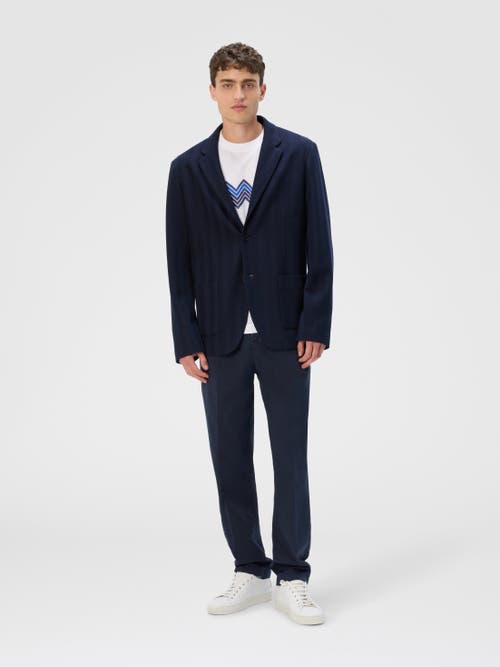 Missoni Single-breasted Jacket With Zigzag Pattern In Blue
