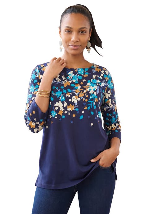 Stretch Cotton Boatneck Tunic