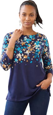 Jessica London Stretch Cotton Boatneck Tunic