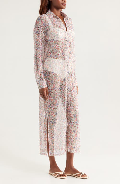 HUTCH HUTCH LONG SLEEVE SHEER COVER-UP SHIRTDRESS