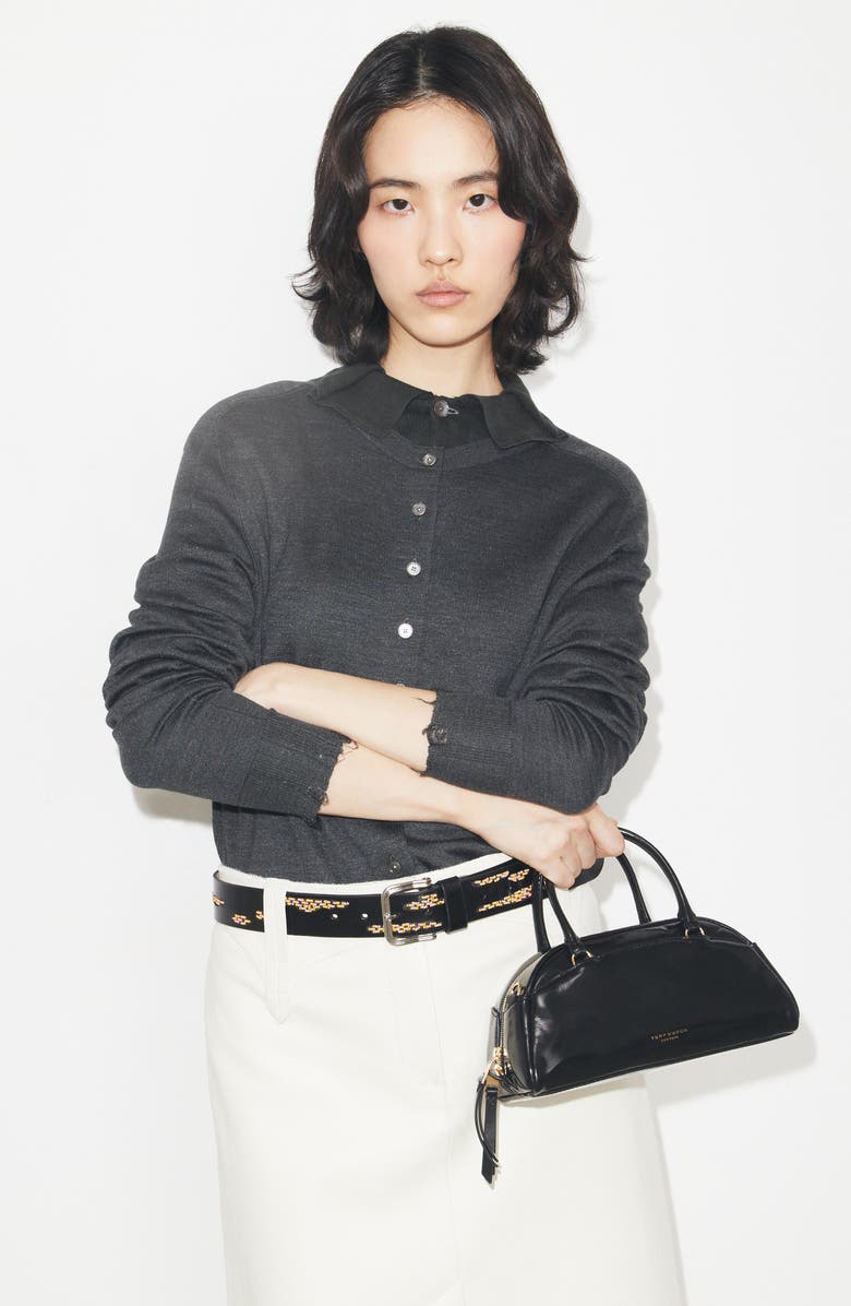 Tory Burch Small Bowler Top Handle Bag, Alternate, color, Black