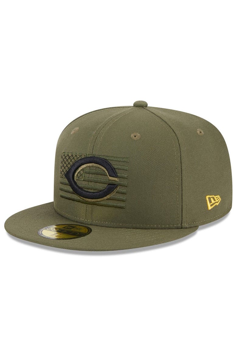 New Era Men's New Era  Green Cincinnati Reds 2023 Armed Forces Day On-Field 59FIFTY Fitted Hat, Alternate, color, 