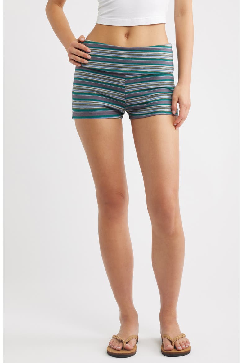 Kelsey Foldover MIni Shorts, Main, color, STRIPE MULTI