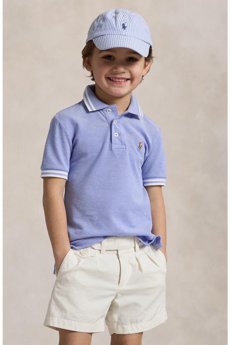 Kids' Tipped Cotton Piqué Polo, Alternate, color, BLUE MU