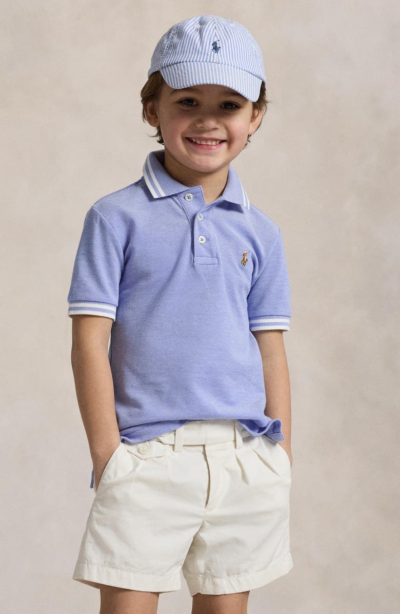 Polo Ralph Lauren Kids' Tipped Cotton Piqué Polo, Alternate, color, Harbor Island Blue/ White