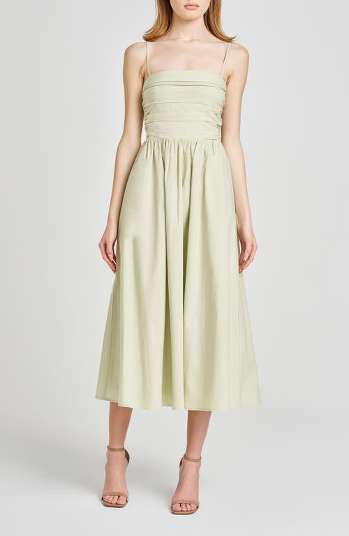 Wayf Sammie Pleat Strapless Stretch Cotton Sundress In Light Green