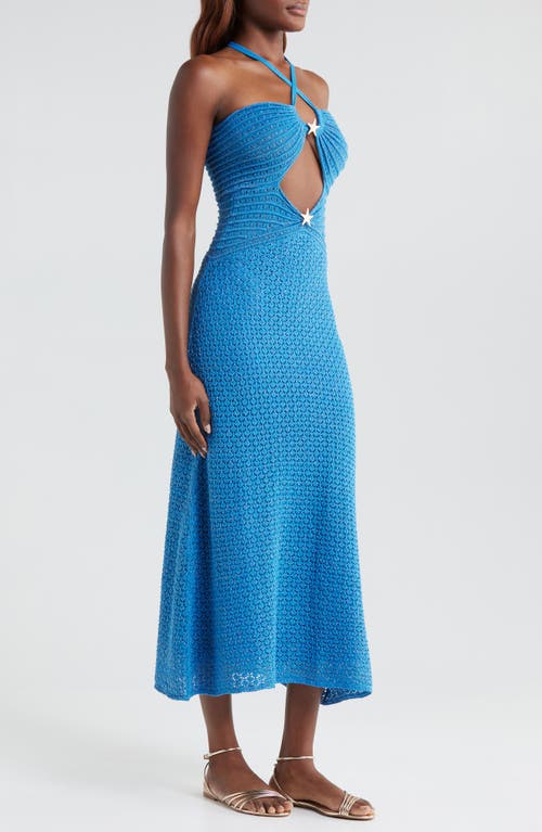 Capittana Zully Metallic Cutout Cover-up Dress In Blue
