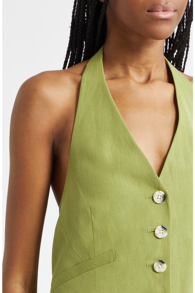 Arabella Linen Blend Halter Vest, Alternate, color, CACTUS