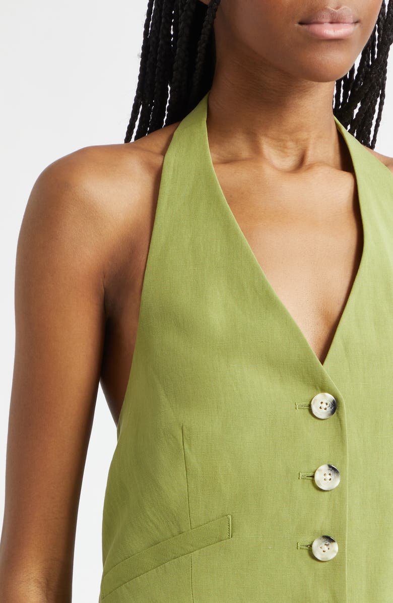 Veronica Beard Arabella Linen Blend Halter Vest, Alternate, color, Cactus