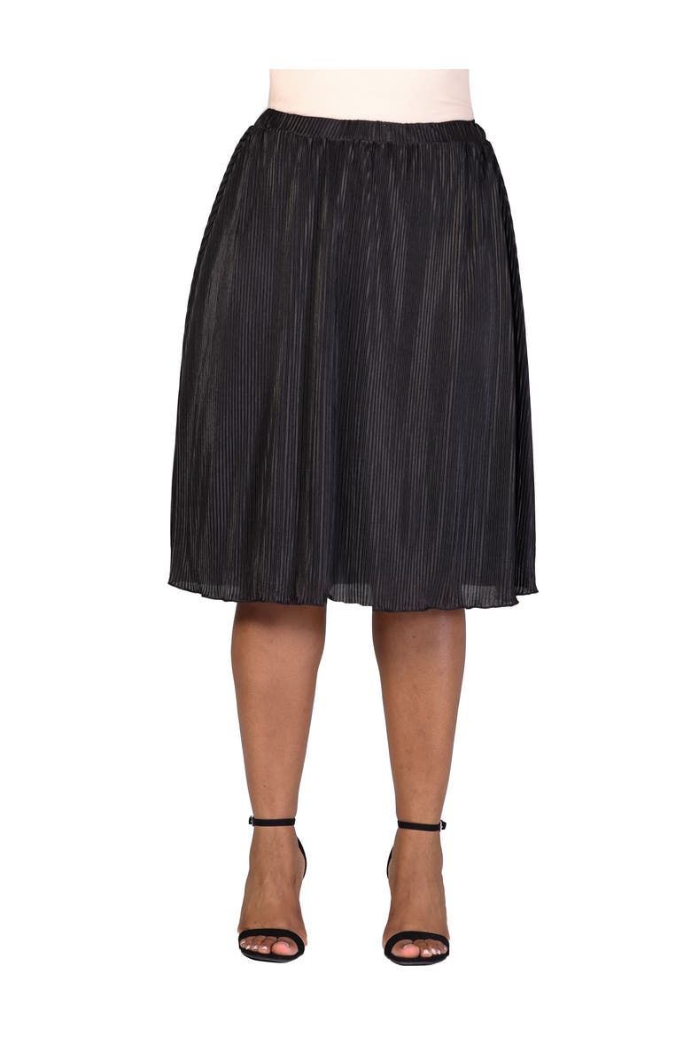 24seven Comfort Apparel Elastic Waistband Party Midi Skirt, Main, color, Black