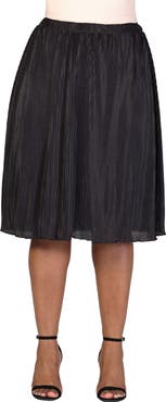 24seven Comfort Apparel Elastic Waistband Party Midi Skirt