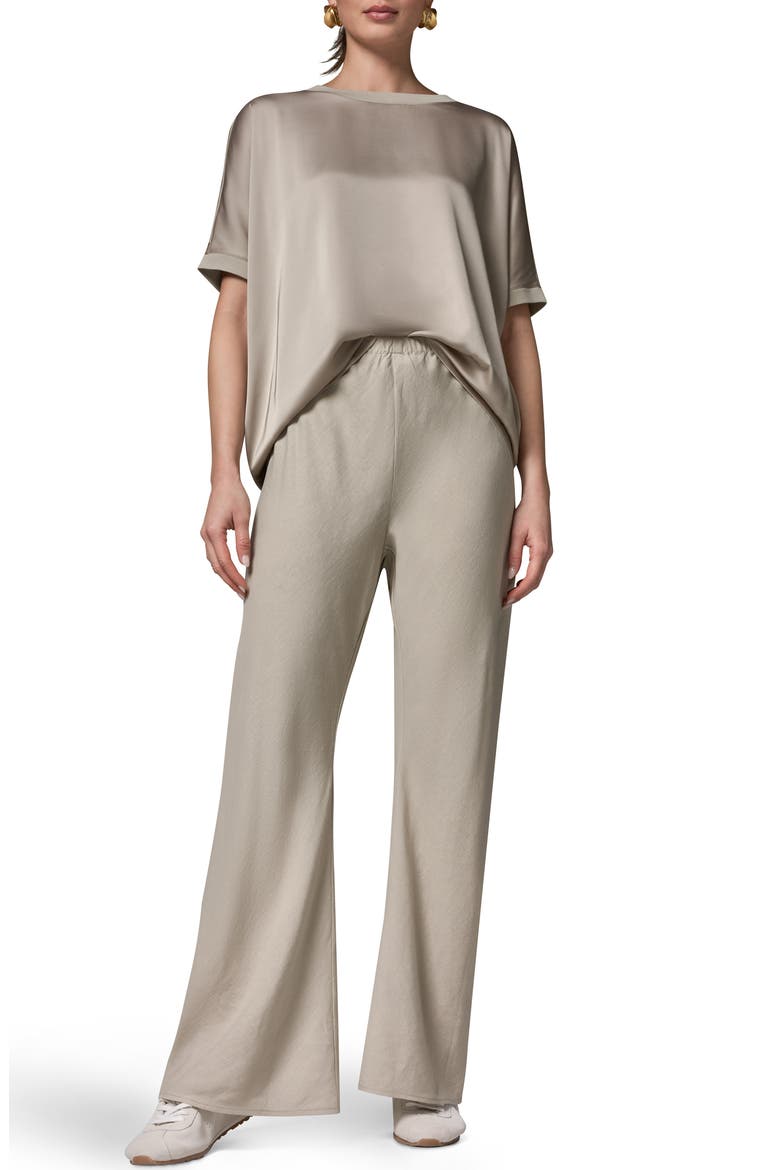 Linen Blend Ankle Wide Leg Pants, Alternate, color, SANDSTONE