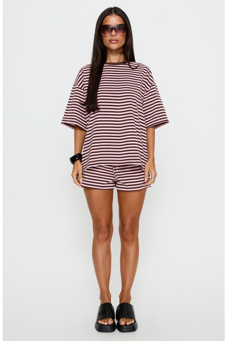 Settle Down Striped Oversized T-Shirt, Alternate, color, PINK / BROWN STRIPE