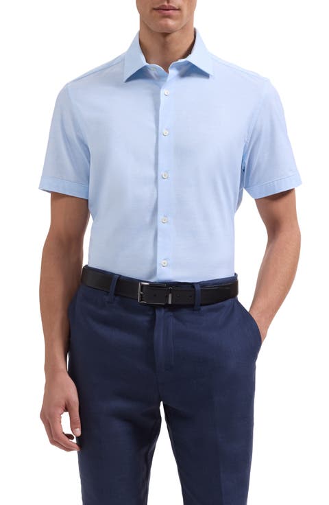 Miles OoohCotton® Space Dye Short Sleeve Button-Up Shirt