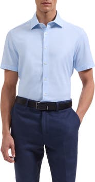 Bugatchi Miles OoohCotton® Space Dye Short Sleeve Button-Up Shirt