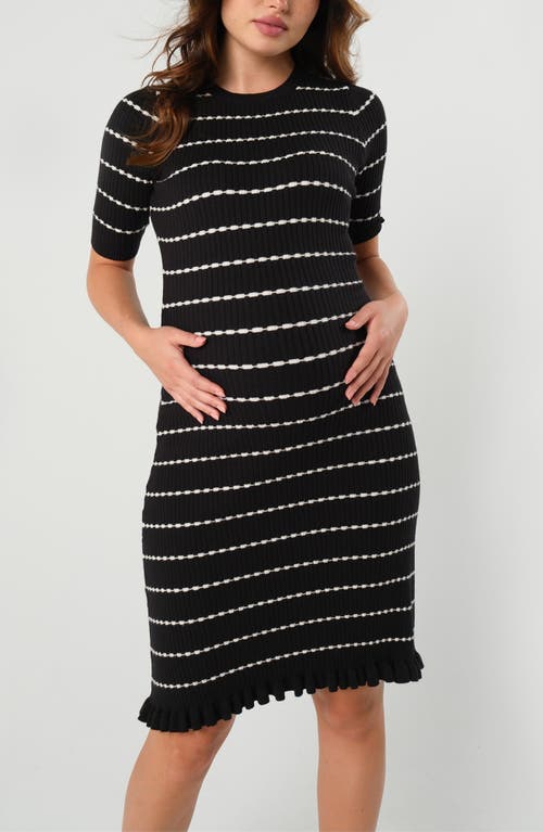 Marion Stripe Maternity Sweater Dress In Black