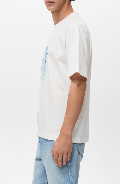 Mango Relaxed Fit Graphic T-shirt In White