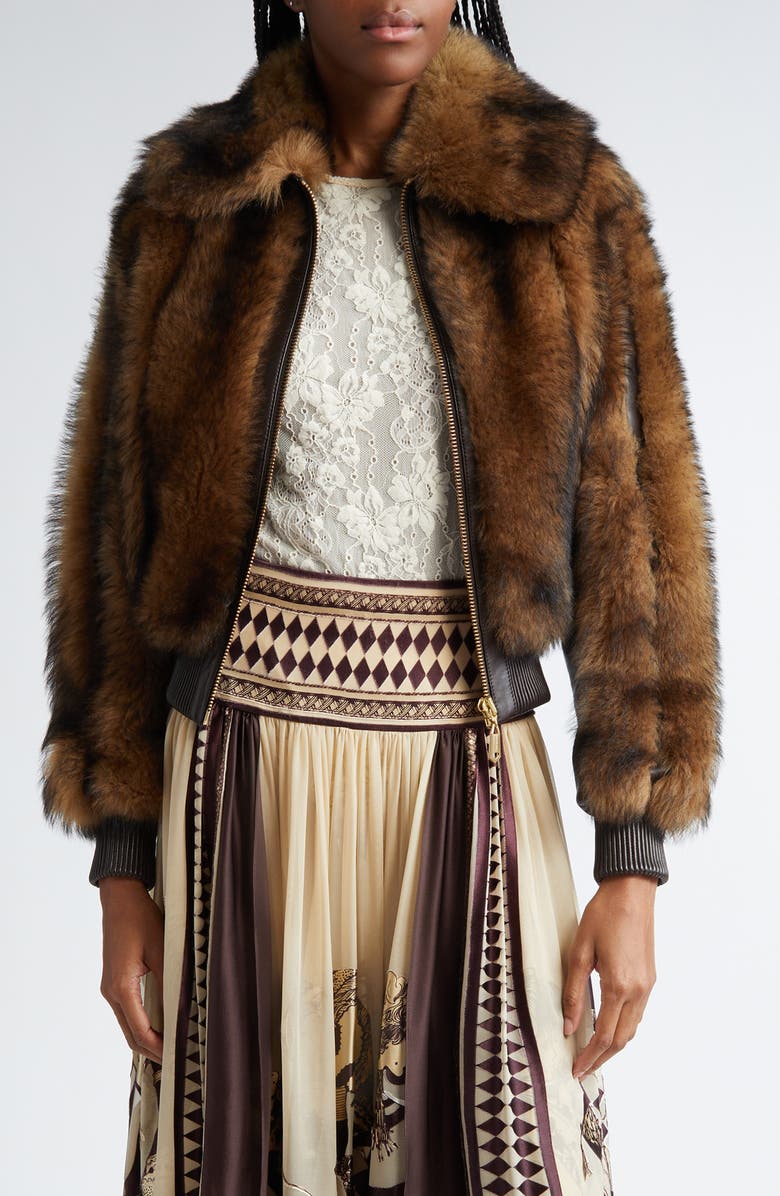 Zimmermann Illustration Genuine Shearling Bomber Jacket, Main, color, 