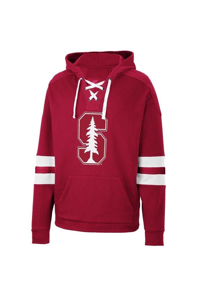 Men's Colosseum Cardinal Stanford Cardinal Lace-Up 4.0 Pullover Hoodie, Alternate, color, Cardinal