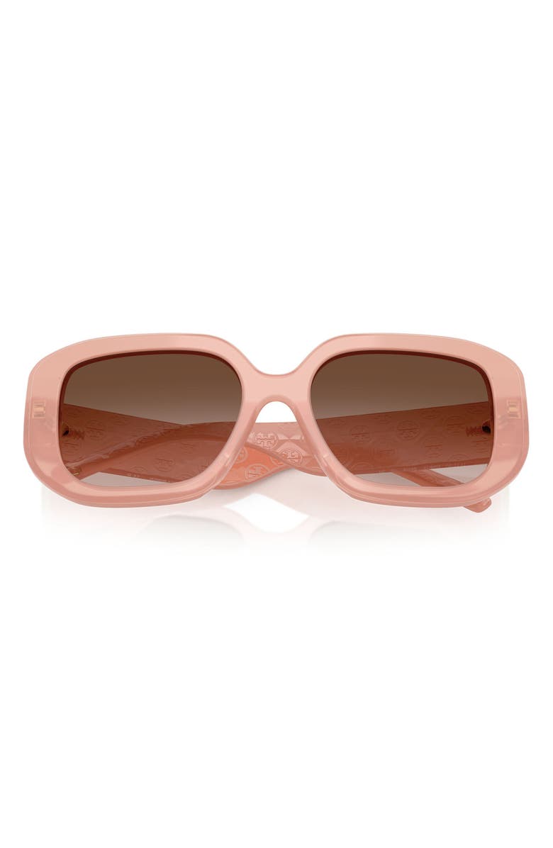 Tory Burch 54mm Irregular Sunglasses, Alternate, color, Milky Wine Pink / Brown