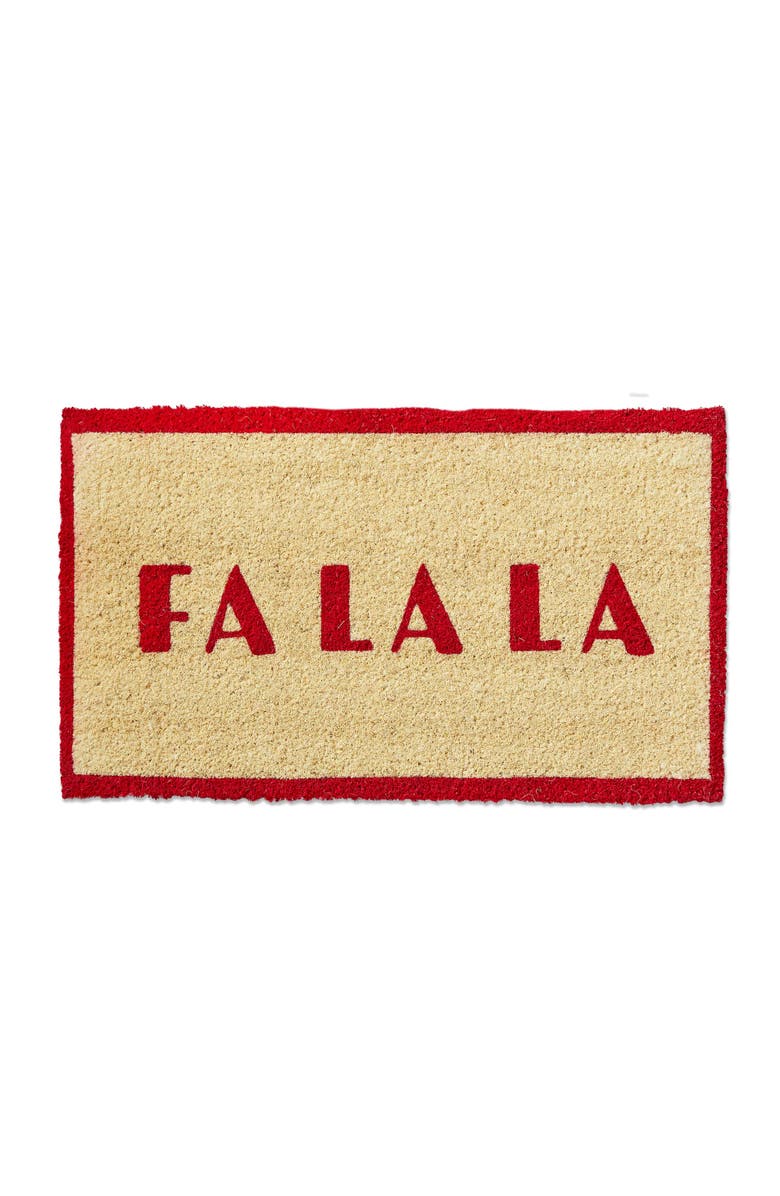 tag Fa La La Coir Door Mat Christmas Natural Doormat Red, Main, color, Red