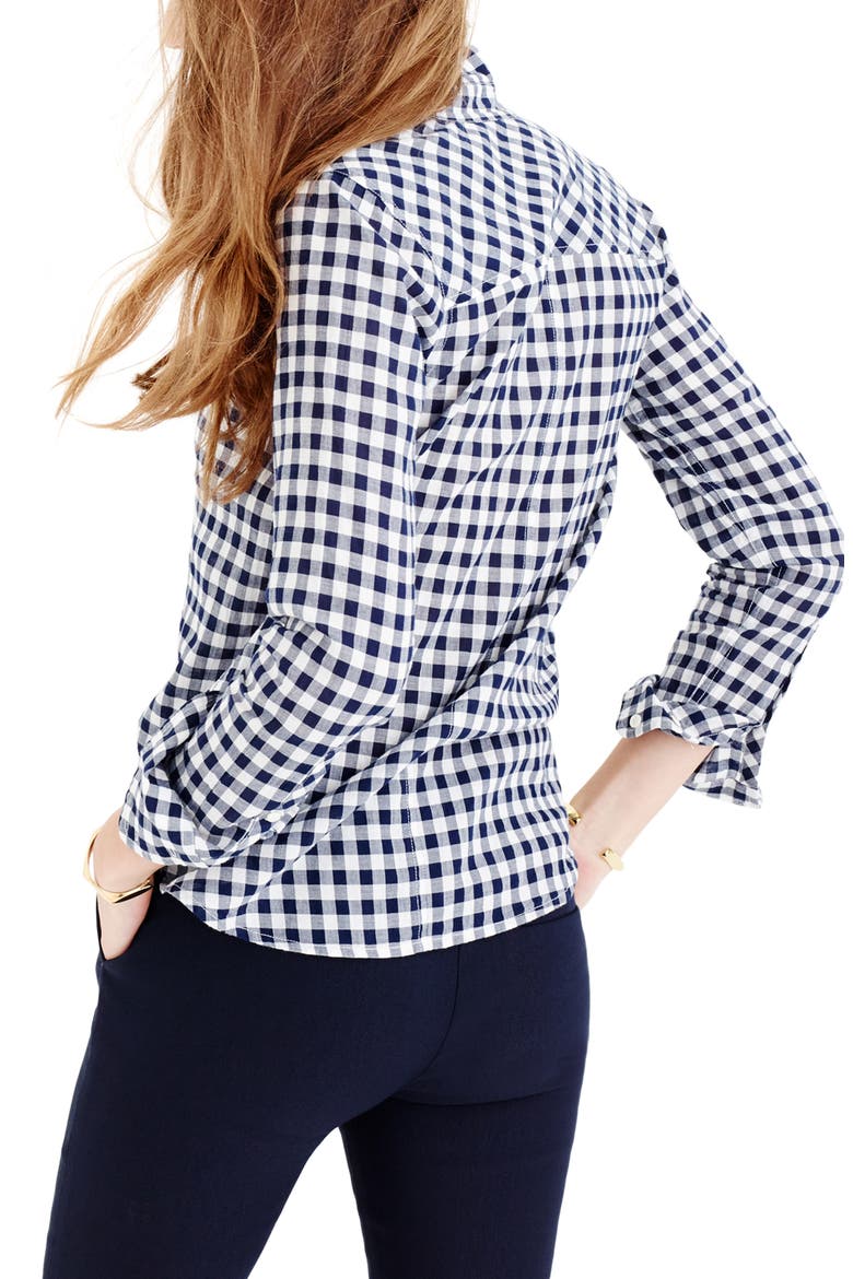 Crinkle Gingham Boy Shirt, Alternate, color, BLACK WHITE