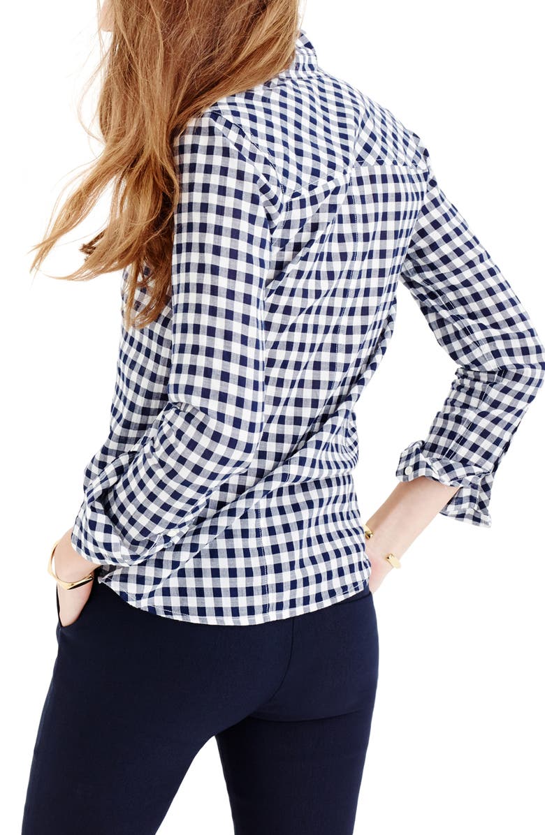 J.Crew Crinkle Gingham Boy Shirt, Alternate, color, 