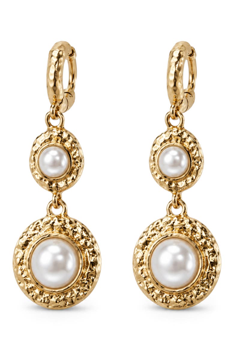 Faux Pearl Drop Earrings, Main, color, GOLD
