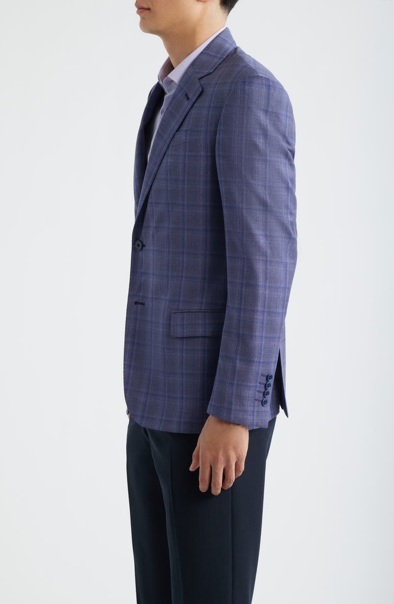 Emporio Armani Purple & Grey Check Virgin Wool Sport Coat, Alternate, color, Plum