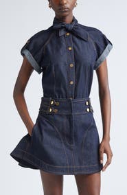 Zimmermann Tie Neck Denim Shirt