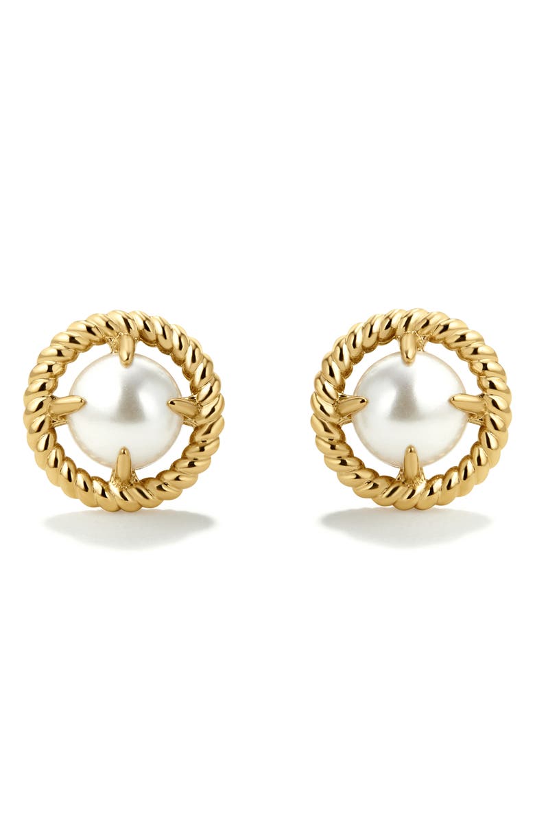 D.LOUISE Imitation Pearl Stud Earrings, Main, color, Gold