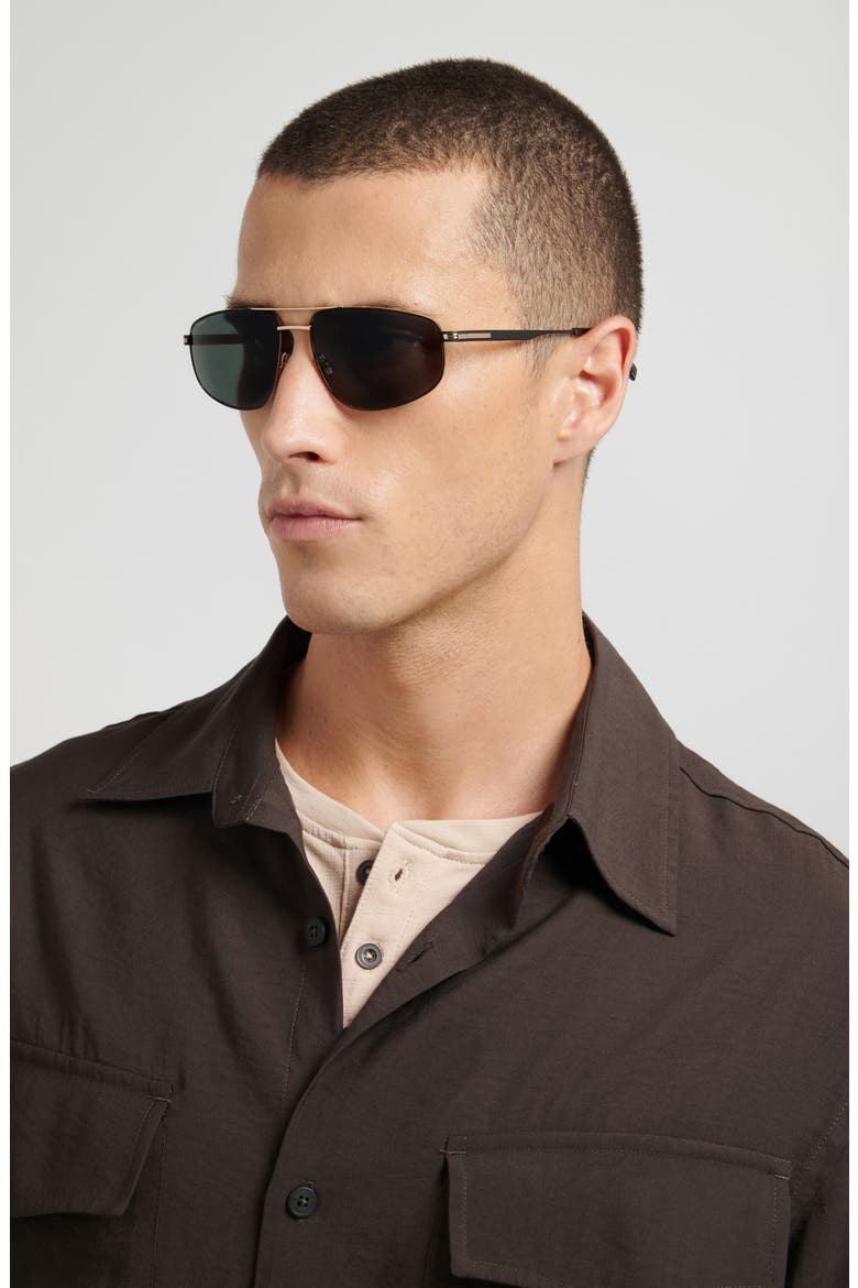 60mm Navigator Sunglasses, Alternate, color, MATTE BLACK GOLD/ GREEN