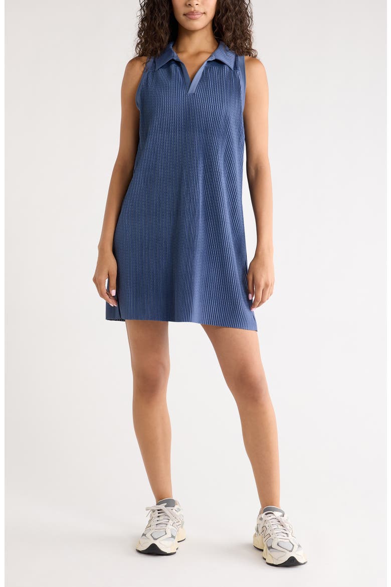 Pleated Mesh Dress, Main, color, BLUE VINTAGE