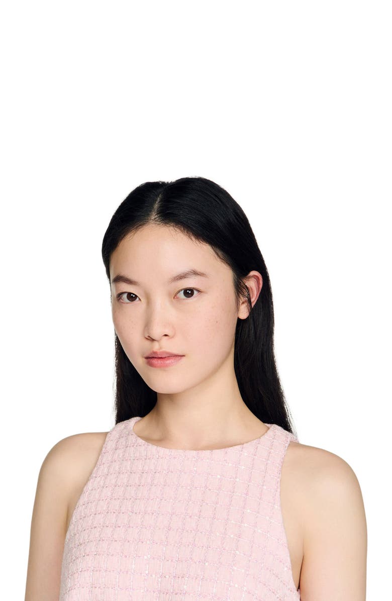 SANDRO Sequin tweed short dress, Alternate, color, Pink