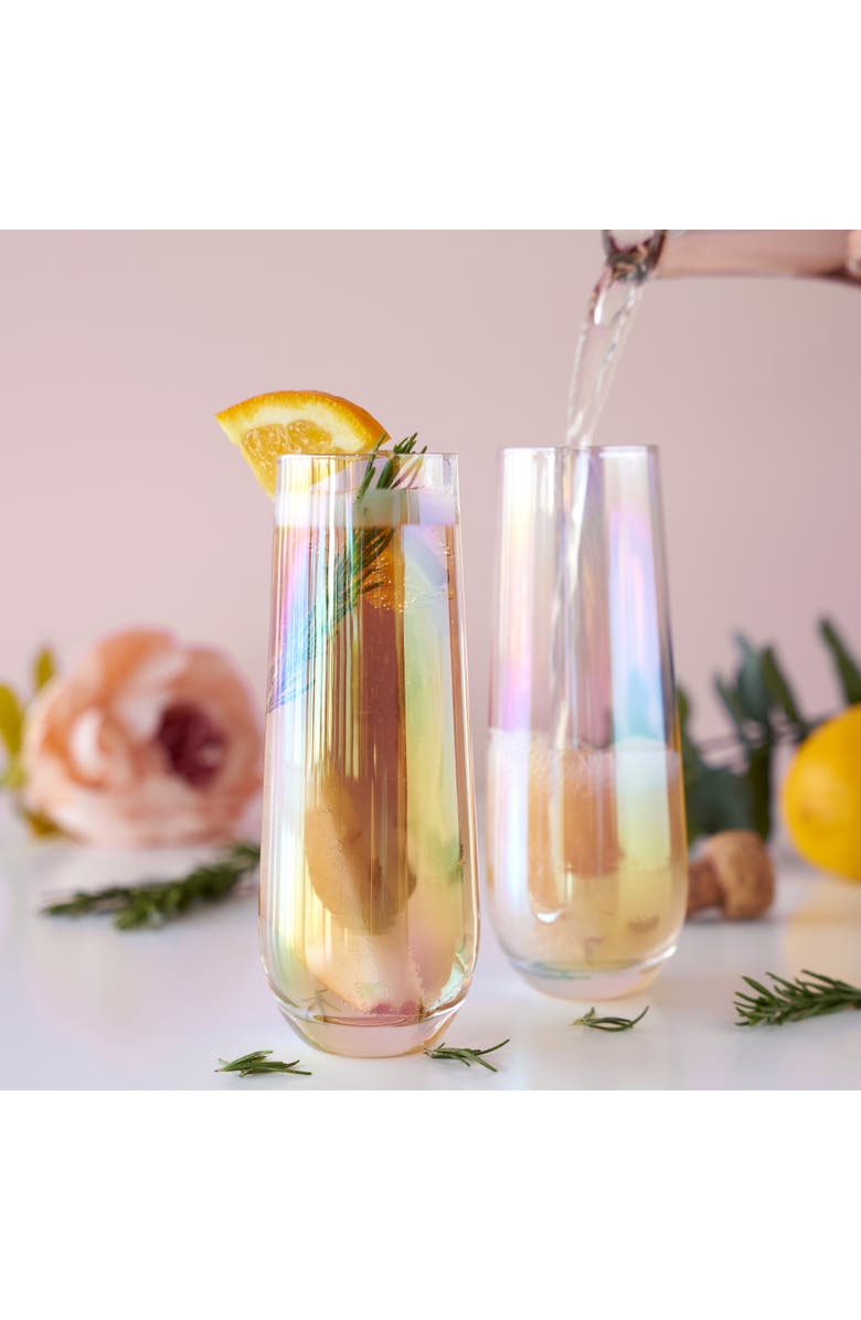 TWINE Luster Stemless Champagne Flutes Set of 2, Alternate, color, Multicolor
